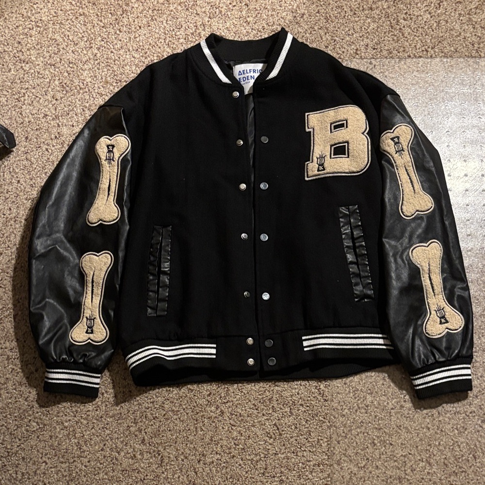 Aelfric Eden Black and Cream Varsity Jacket